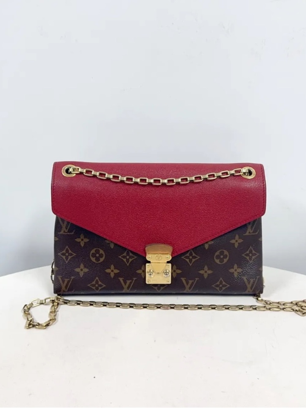 Louis Vuitton Red and Brown Monogram Chain Crossbody Bag